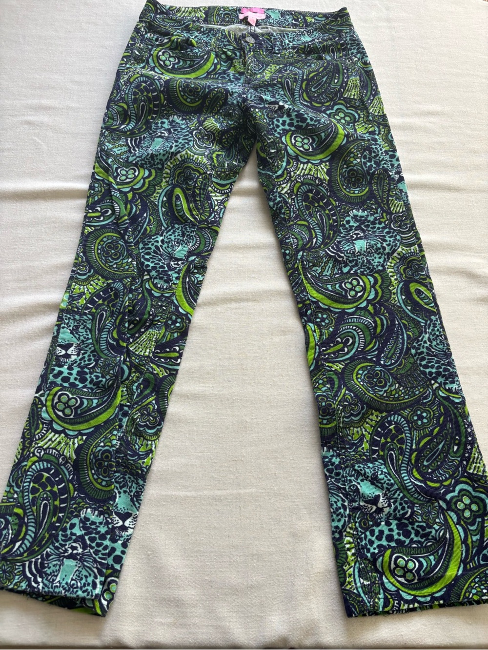 Lilly Pulitzer Paisley Corduroy Pants Size 2 | Printed Straight Leg Pants